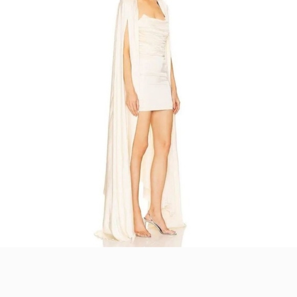Michael Costello Cream Mini Cape Dress